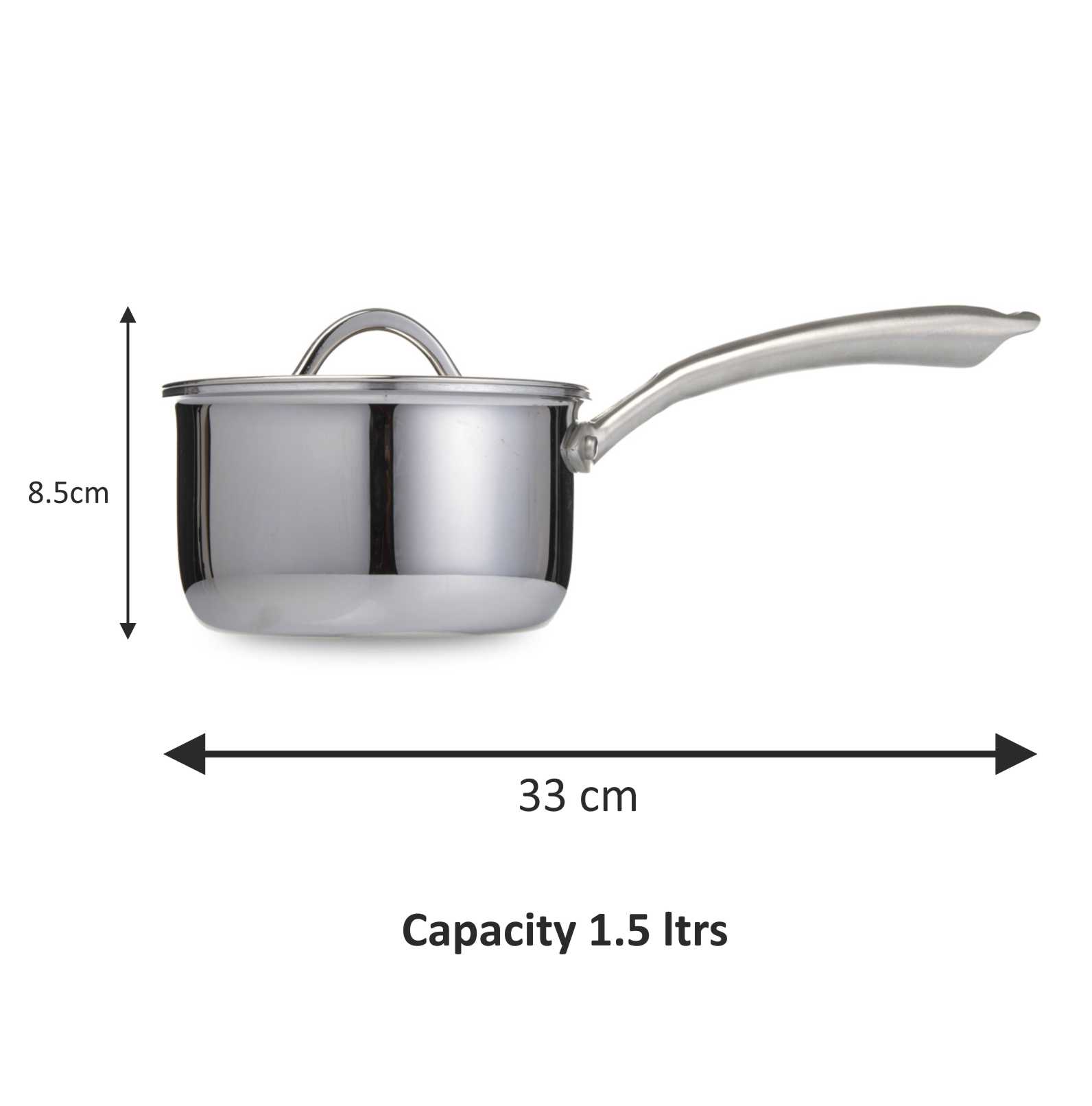 Fackelmann Triply Stainless Steel Sauce pan with Designer Lid -16 cm, 1 ...