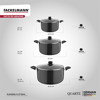 Quartz Casserole w Glass Lid 20 CM|3.3 L