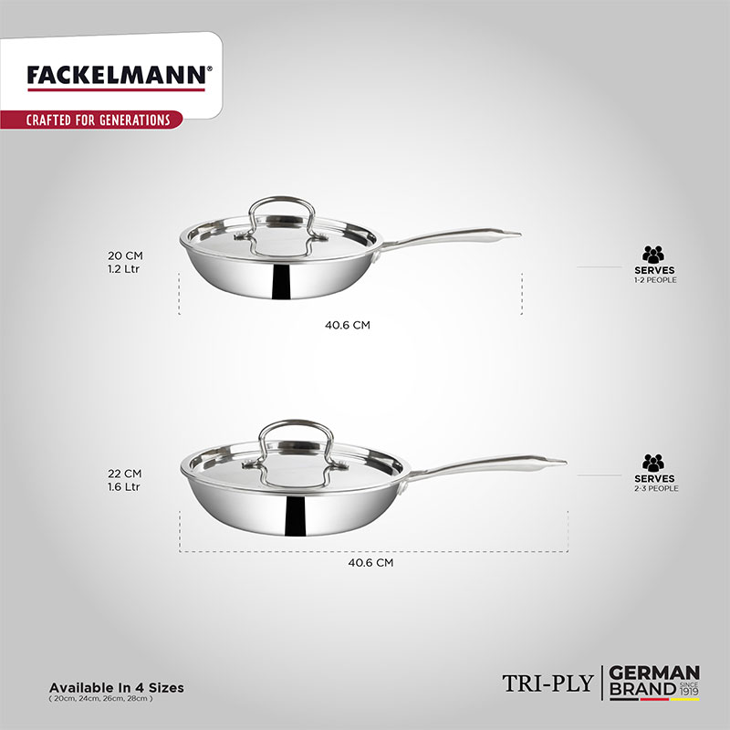 Triply Fry Pan w SS Lid 20 CM|1.2 L