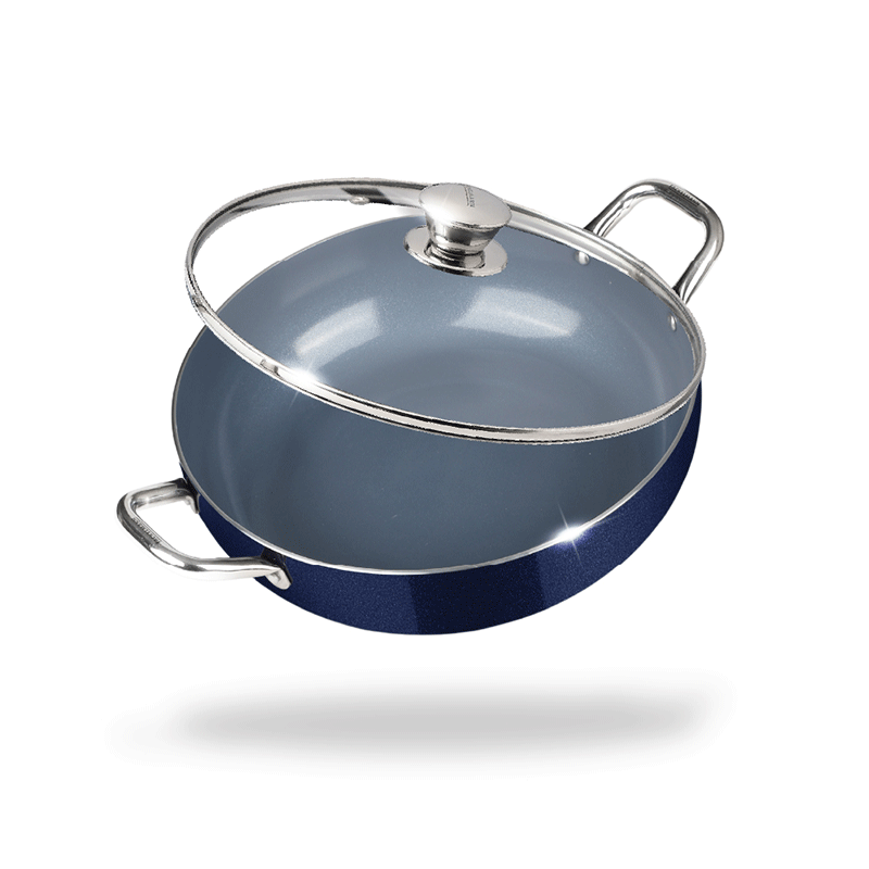 Ceramik Kadhai w Glass Lid 22 CM|1.5 L