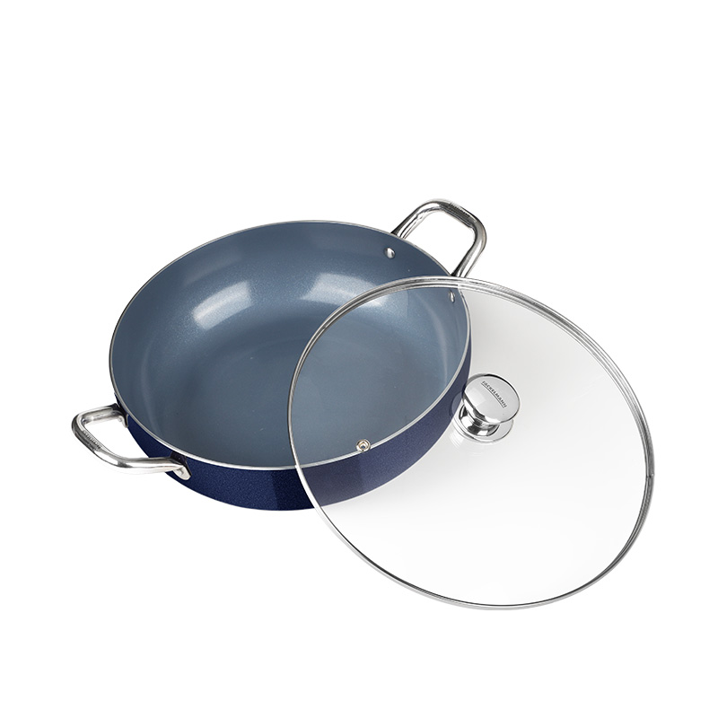 Ceramik Kadhai w Glass Lid 22 CM|1.5 L