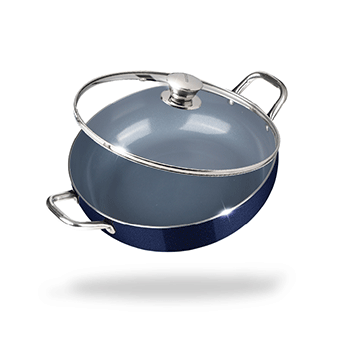 Ceramik Kadhai w Glass Lid 22 CM|1.5 L