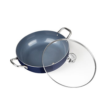 Ceramik Kadhai w Glass Lid 22 CM|1.5 L