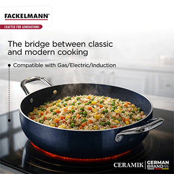 Ceramik Kadhai w Glass Lid 22 CM|1.5 L