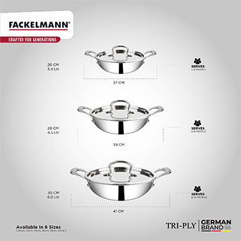 Triply Kadhai w SS Lid 20 CM|1.5 L