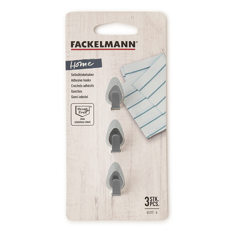 3 Adhesive Oval Shaped Hooks 2 CM