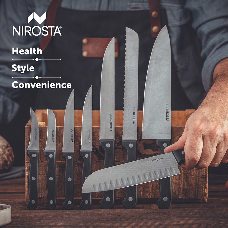 Vegetable Knife Mega Plain Blade 18 CM Black