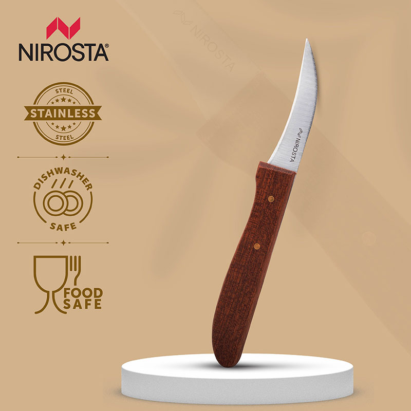 Peeling Knife Rosewood Handle Plain Blade 16 CM Brown
