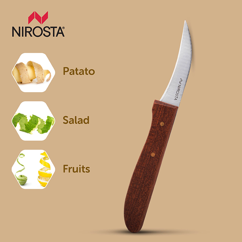 Peeling Knife Rosewood Handle Plain Blade 16 CM Brown