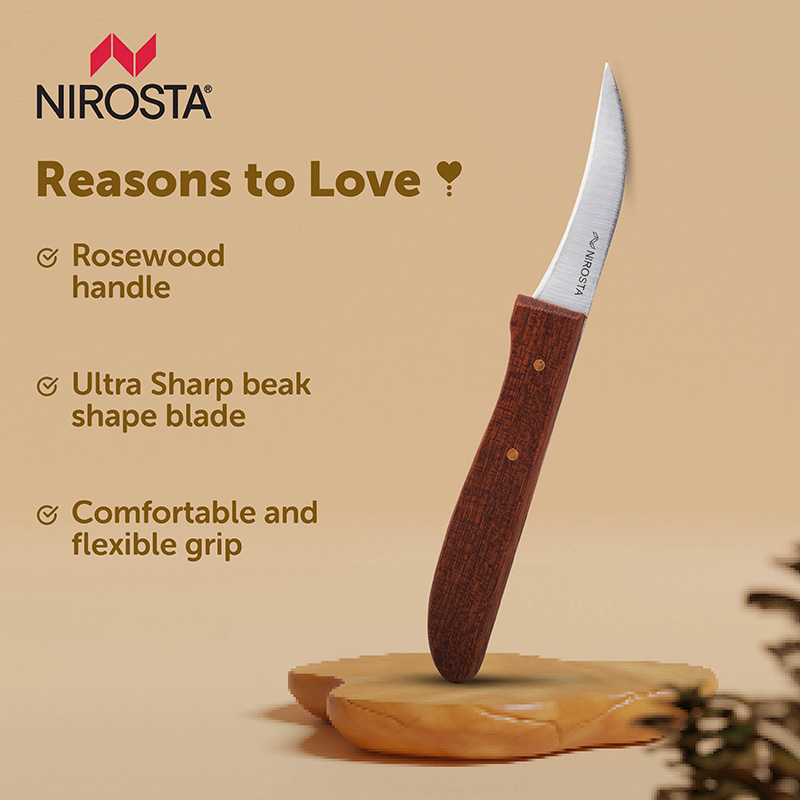 Peeling Knife Rosewood Handle Plain Blade 16 CM Brown