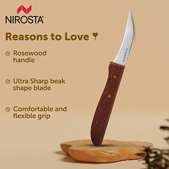 Peeling Knife Rosewood Handle Plain Blade 16 CM Brown