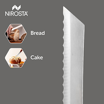 Bread Knife Rosewood Handle Long Serrated Blade 29.5 CM Brown