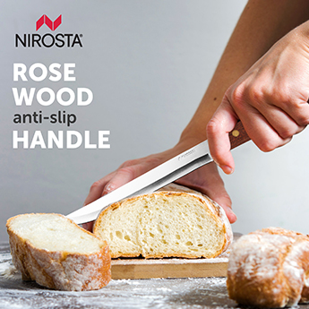 Carving Knife Rosewood Handle Plain Blade 29.5 CM Brown