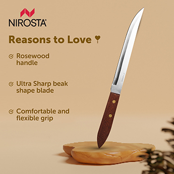 Carving Knife Rosewood Handle Plain Blade 29.5 CM Brown