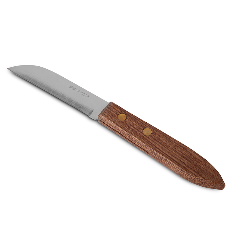 Kitchen Knife Rosewood Handle Plain Blade 17.5 CM Brown