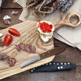 Kitchen Knife Rosewood Handle Plain Blade 17.5 CM Brown