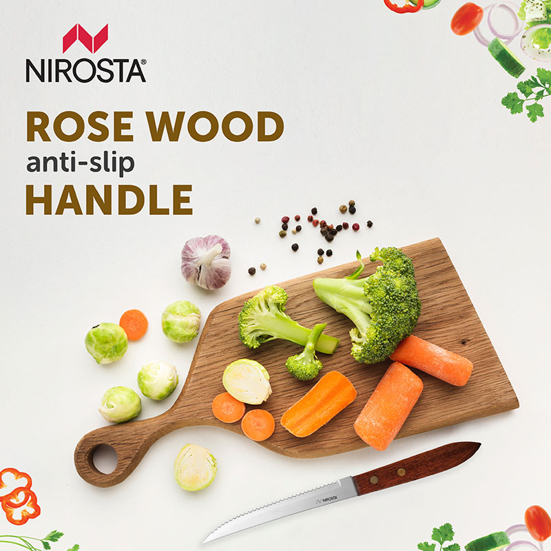 Saw Knife Rosewood Handle Plain Blade 21.5 CM Brown