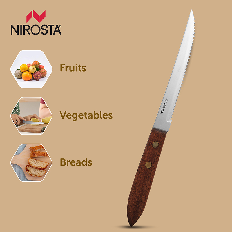 Saw Knife Rosewood Handle Plain Blade 21.5 CM Brown