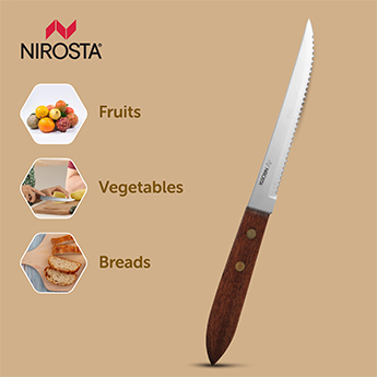 Saw Knife Rosewood Handle Plain Blade 21.5 CM Brown