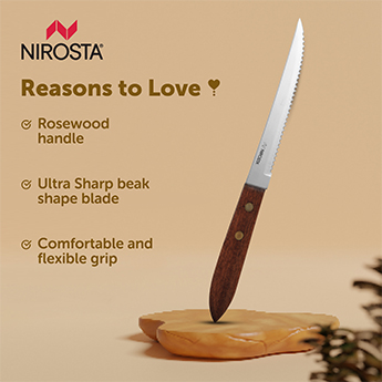 Saw Knife Rosewood Handle Plain Blade 21.5 CM Brown